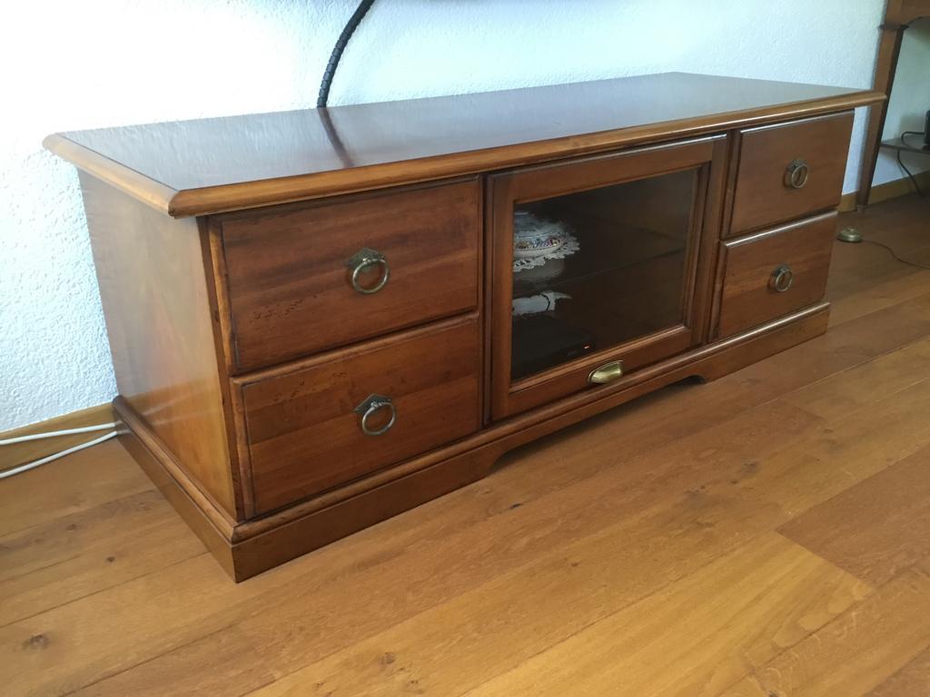 Tv meubel, 100 tot 150 cm, Zo goed als nieuw, Minder dan 100 cm, Kersenhout