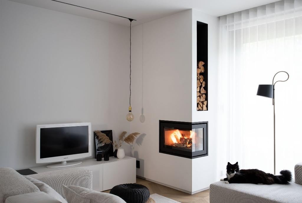 Dik Geurts Instyle Corner Slim 660/495 houthaard, Ophalen, Nieuw, Inbouwhaard, Houthaard