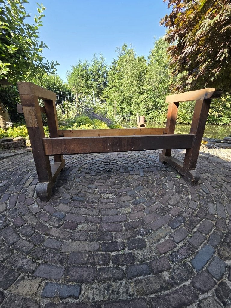 Oude houten werkbank retro vintage, Ophalen, Gebruikt, 170 cm of meer, Bankschroef