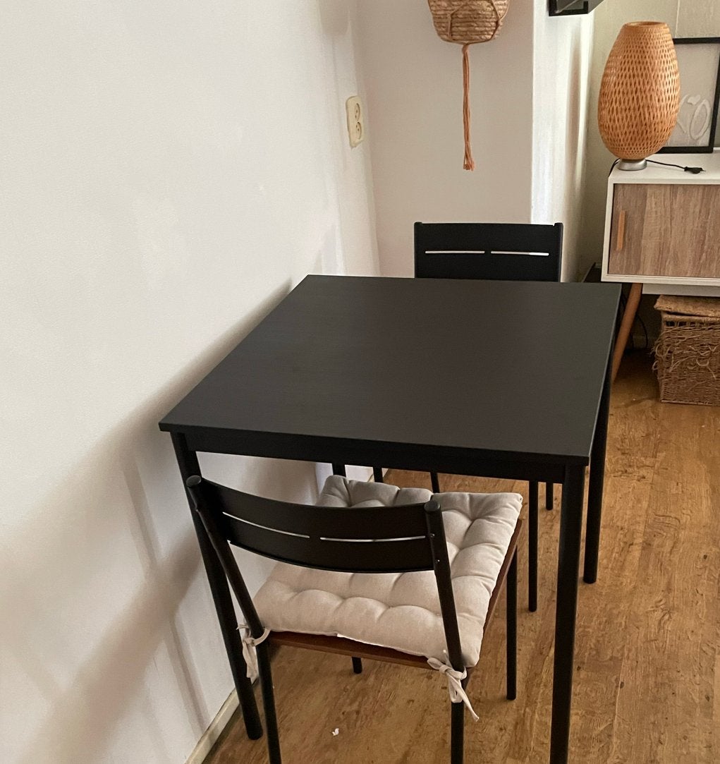 Eettafel met 2 stoelen - Zwart - IKEA sandsberg, Ophalen, Gebruikt, Tot twee personen, 50 tot 100 cm