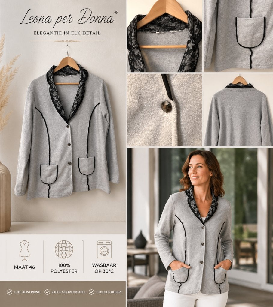 ✨ Stijlvol & comfortabel vest, Leona per Donna – maat 46 ✨, Leona per Donna, Maat 46/48 (XL) of groter, Ophalen of Verzenden, Grijs
