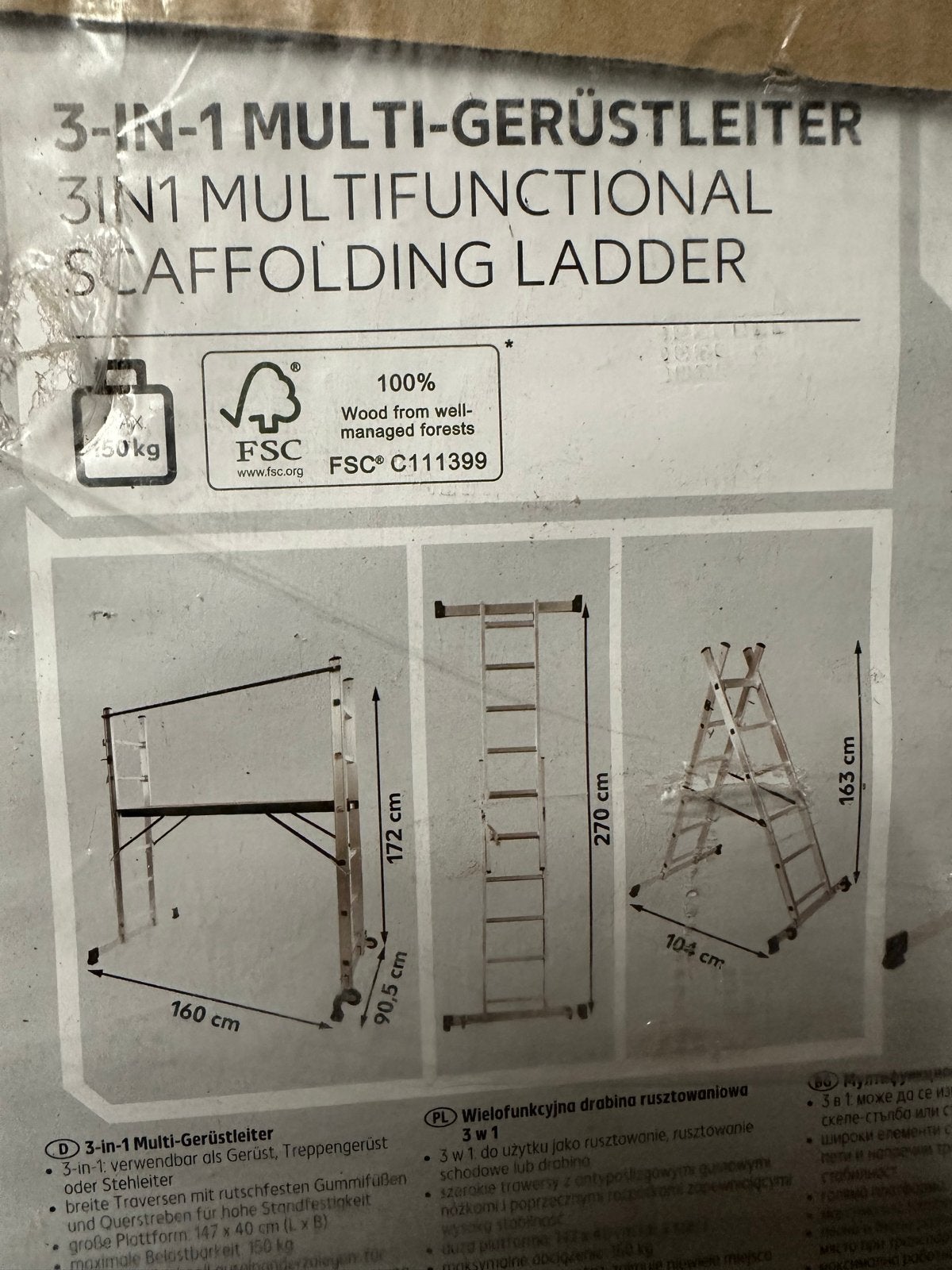 3-in-1 Multifunctionele Steigerladder, Nieuw, Ophalen of Verzenden, Ladder, Opvouwbaar of Inschuifbaar