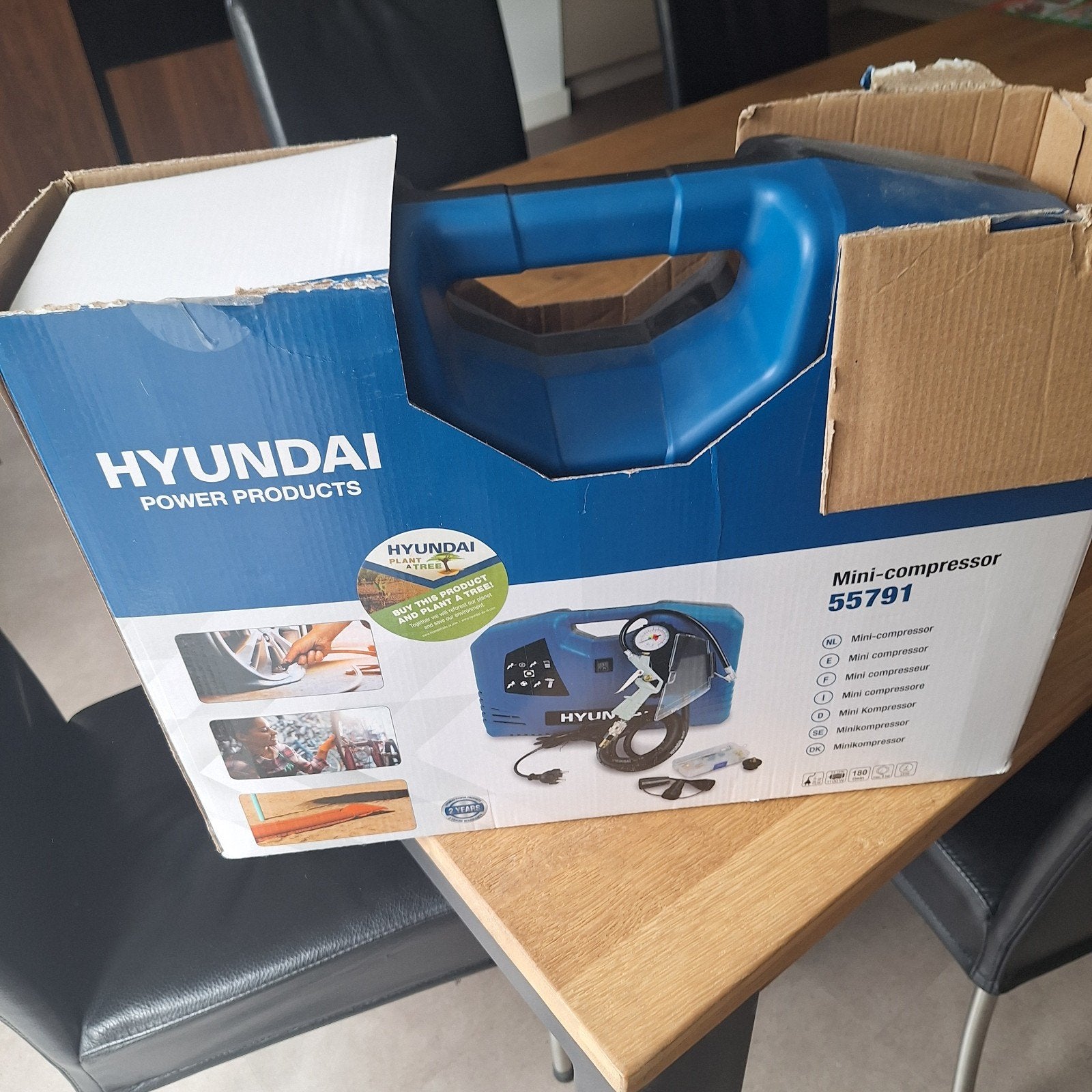 Hyundai Mini Compressor 55791/BC1100 - Nieuw in doos, Minder dan 25 liter, Ophalen of Verzenden, Nieuw, Minder dan 200 liter/min