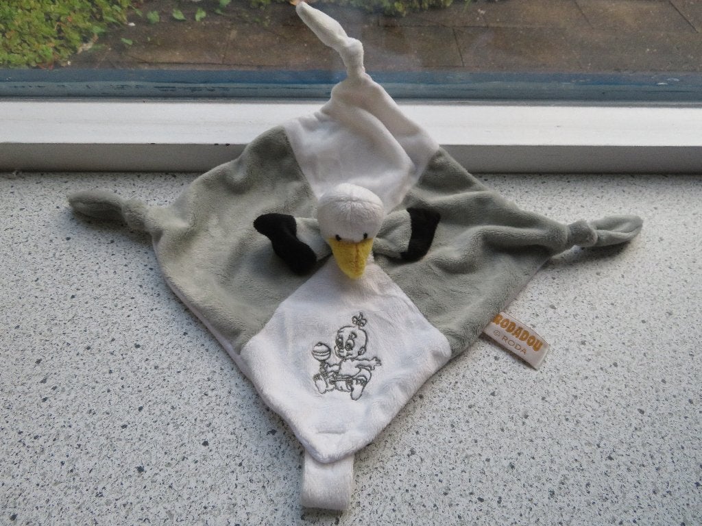 Knuffeldoek speendoek ooievaar merk RODA Rodadou, Ophalen of Verzenden, Zo goed als nieuw, Overige typen, Wasbaar