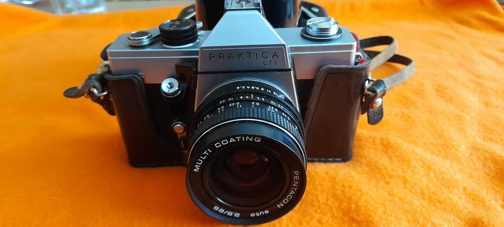 Praktica LTL auto 2.8/29 mét fototas, Ophalen of Verzenden, Gebruikt, Compact, Overige Merken
