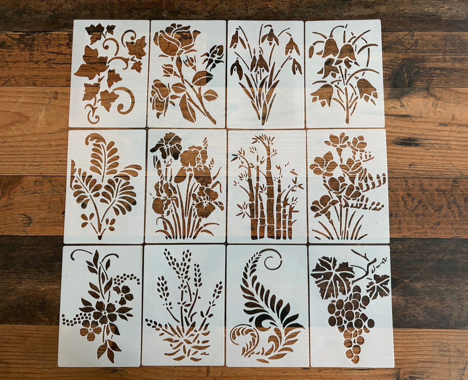 12 Sjablonen Planten, Bloemen & Druiven Nieuw  11 cm x 16 cm, Ophalen of Verzenden, Nieuw