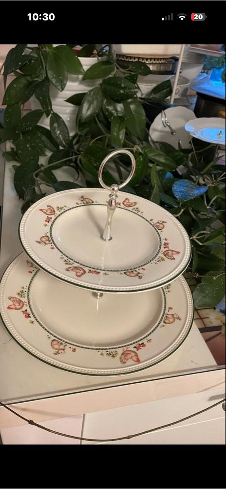 Etagère met Konijnen en Kippen Decoratie, Ophalen, Keramiek, Overige typen, Zo goed als nieuw