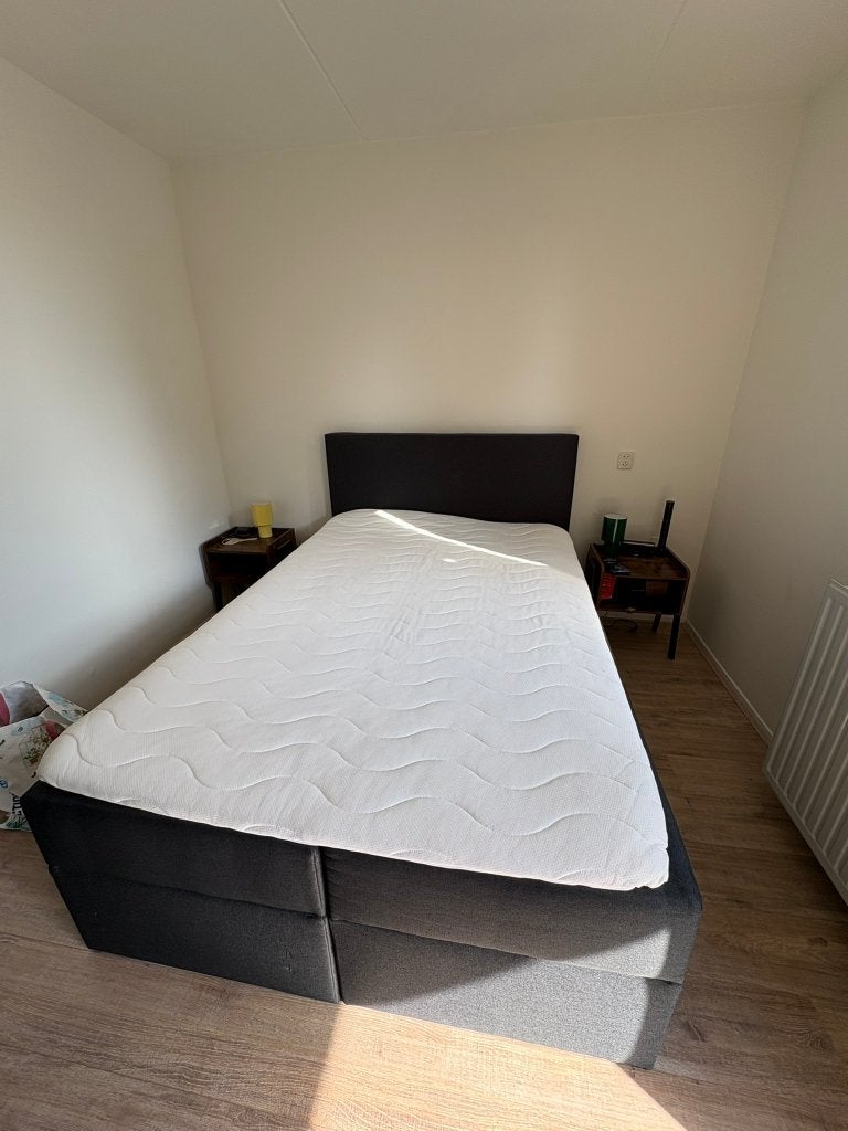 Boxspring 140x200 met opbergruimte en topper, Ophalen, Zwart, Tweepersoons, 140 cm