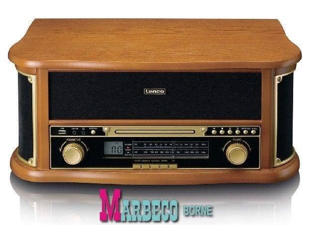 Retro platenspeler, AM/FM Radio, USB, BT, CD, Cassette, Hout, Lenco, Overige typen, Nieuw, Info@marbeco.nl