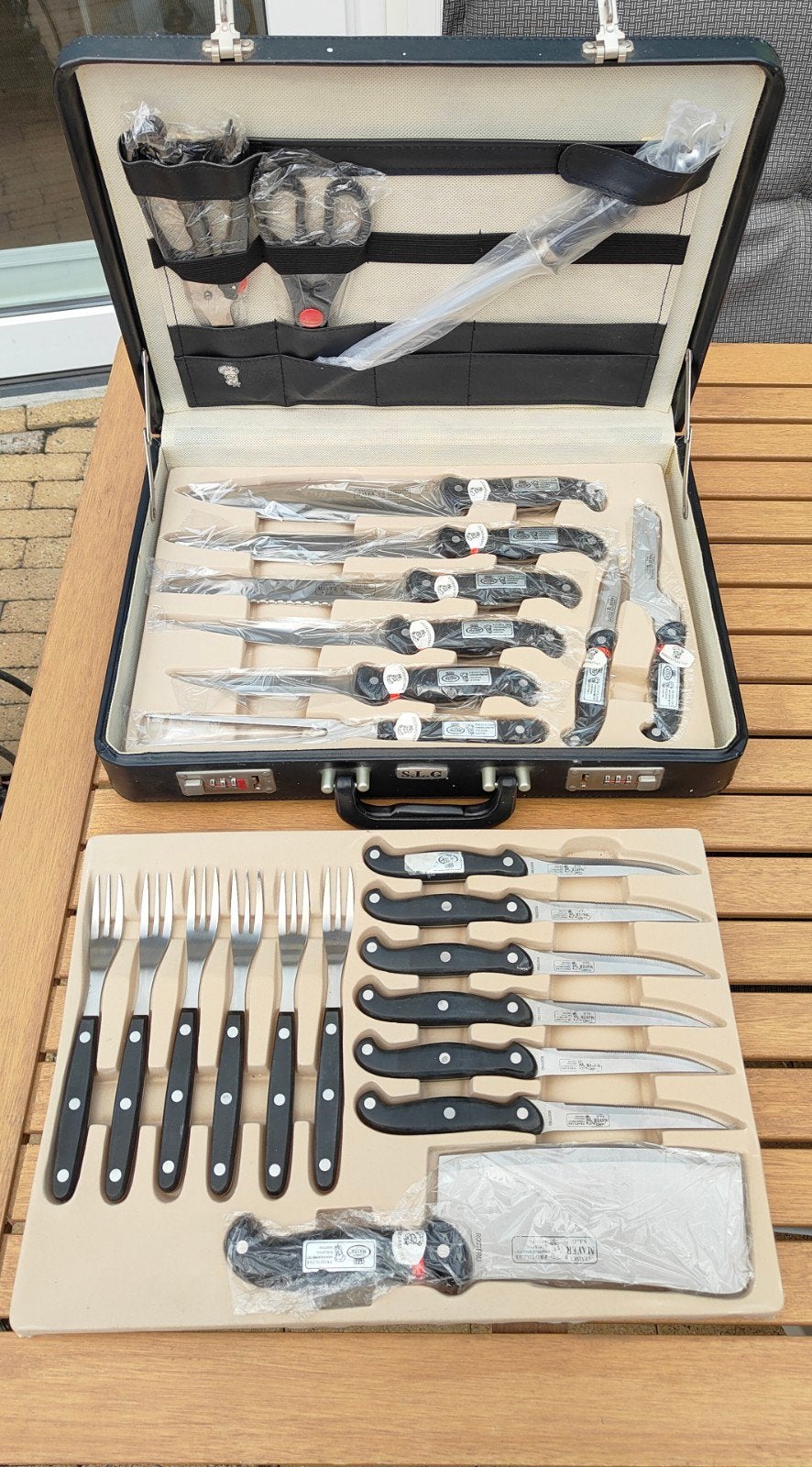 Mayer SLG Bestekset in Koffer, Huis en Inrichting, Ophalen of Verzenden, Zo goed als nieuw, Rvs of Chroom