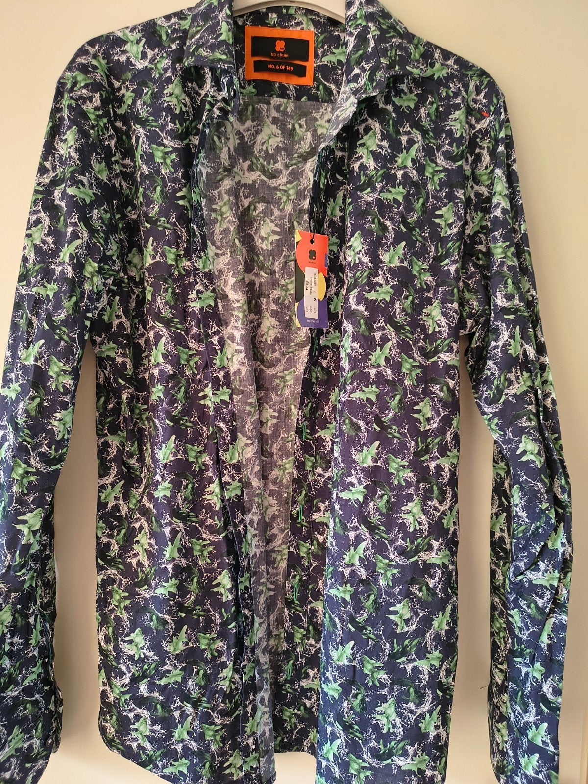 BB chum overhemd met vissenprint - Maat M, Kleding | Heren, Meerkleurig, Nieuw, Bb chum, Halswijdte 39/40 (M)
