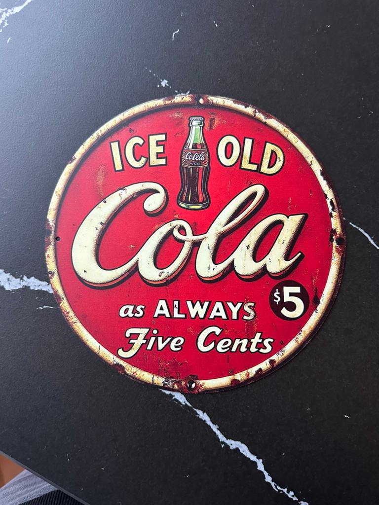 Rond vintage bord van Cola 20x20, Ophalen of Verzenden, Gebruikt, Reclamebord