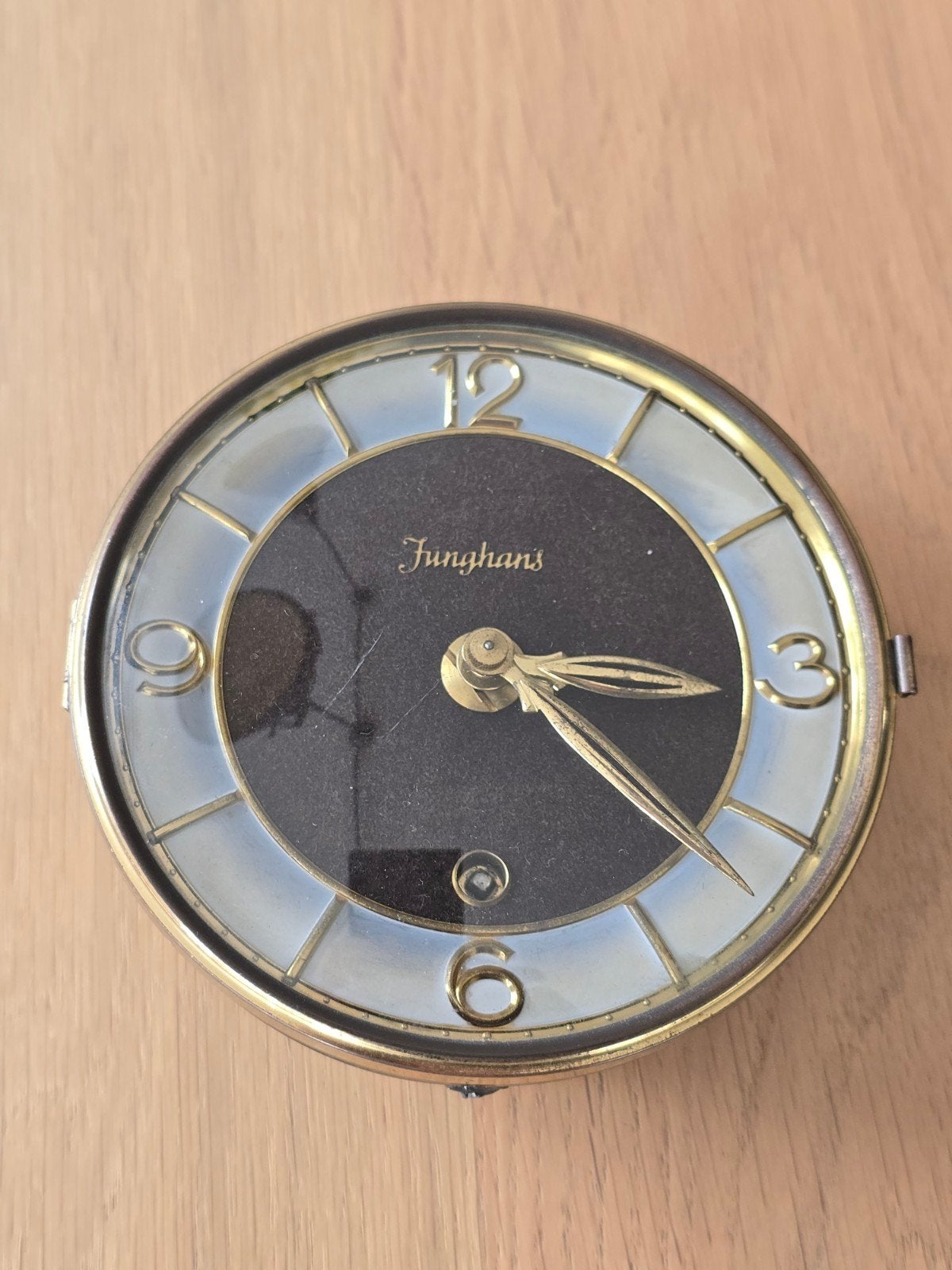 Antieke 50S Junghans klok met bol glas 13 cm diameter €29!!, Ophalen of Verzenden