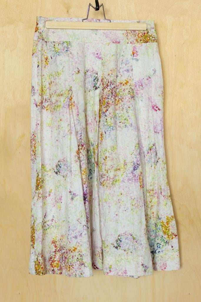 Riani 100% linnen witte midi rok met kleurrijke print 36 S, Ophalen of Verzenden, Zo goed als nieuw, Maat 36 (S), Onder de knie