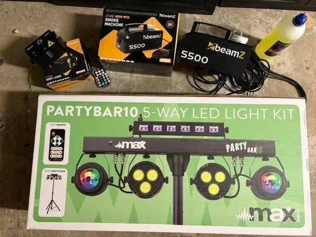 Complete Feestverlichting Set: Lichtkit, Laser & Rookmachine, Ophalen, Gebruikt, Overige typen, Geluidgestuurd