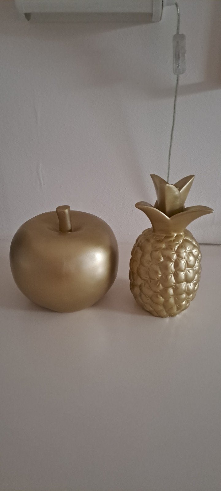 Decoratie appel en ananas, Ophalen of Verzenden, Zo goed als nieuw, Goud