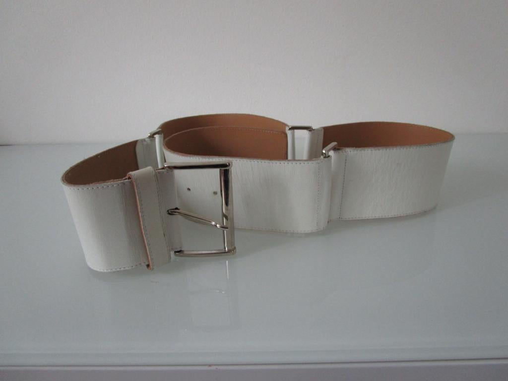 Ceintuur eu, Kleding | Dames, Riemen en Ceinturen, 5 cm of meer, Verzenden, Wit, Echt leder