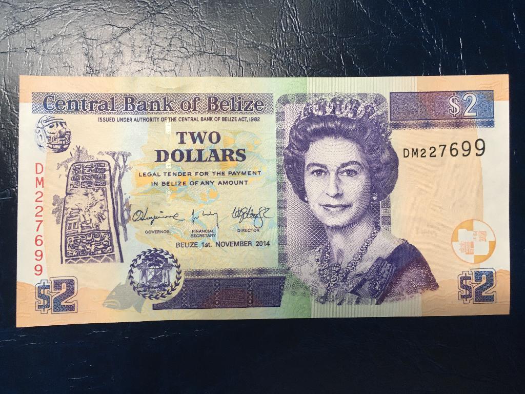 Belize | 2 dollar UNC, Postzegels en Munten, Bankbiljetten | Amerika, Ophalen of Verzenden, Midden-Amerika, Los biljet