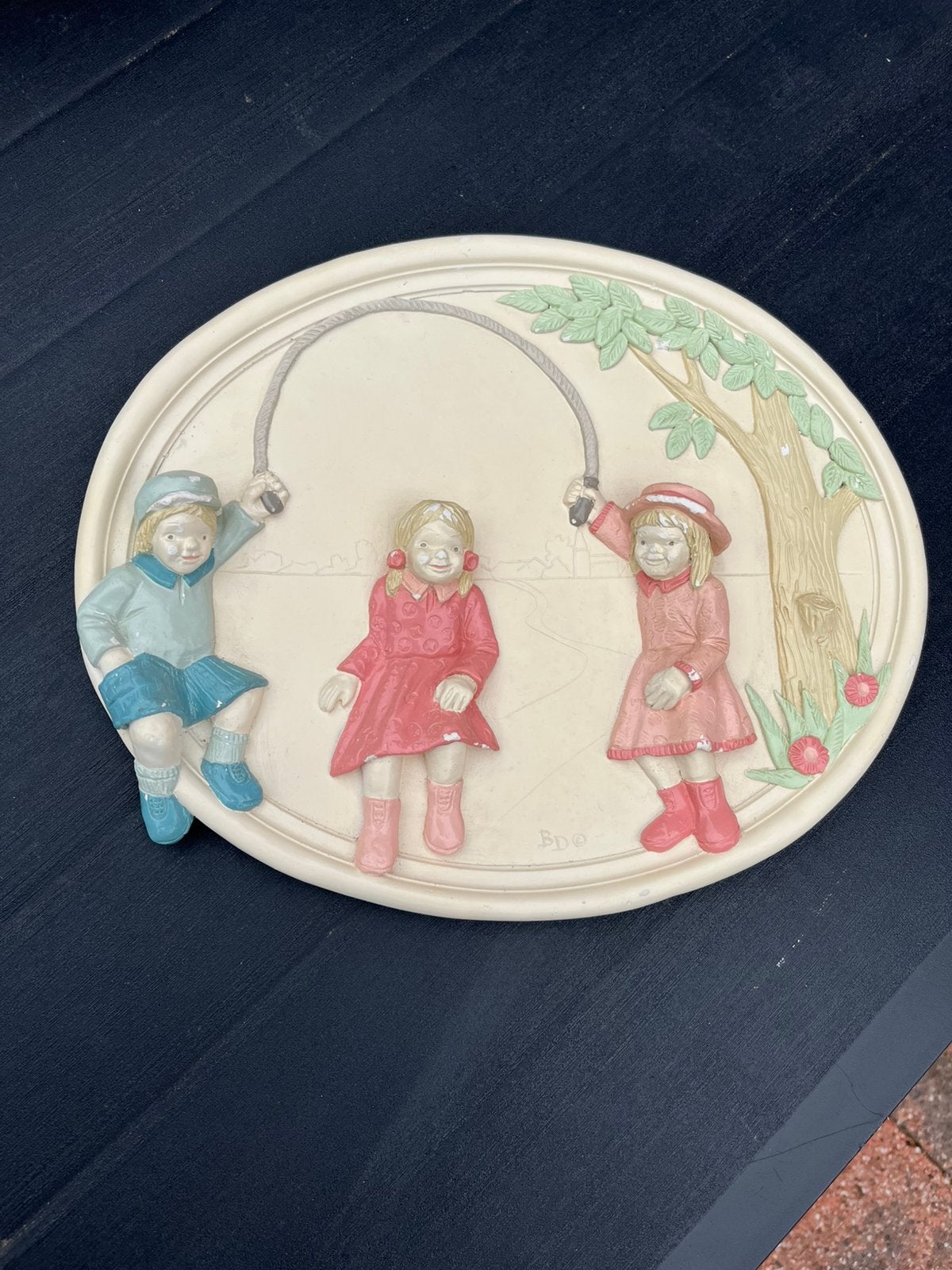 Vintage Goebel bas- relief wandplaat van gips, Ophalen of Verzenden