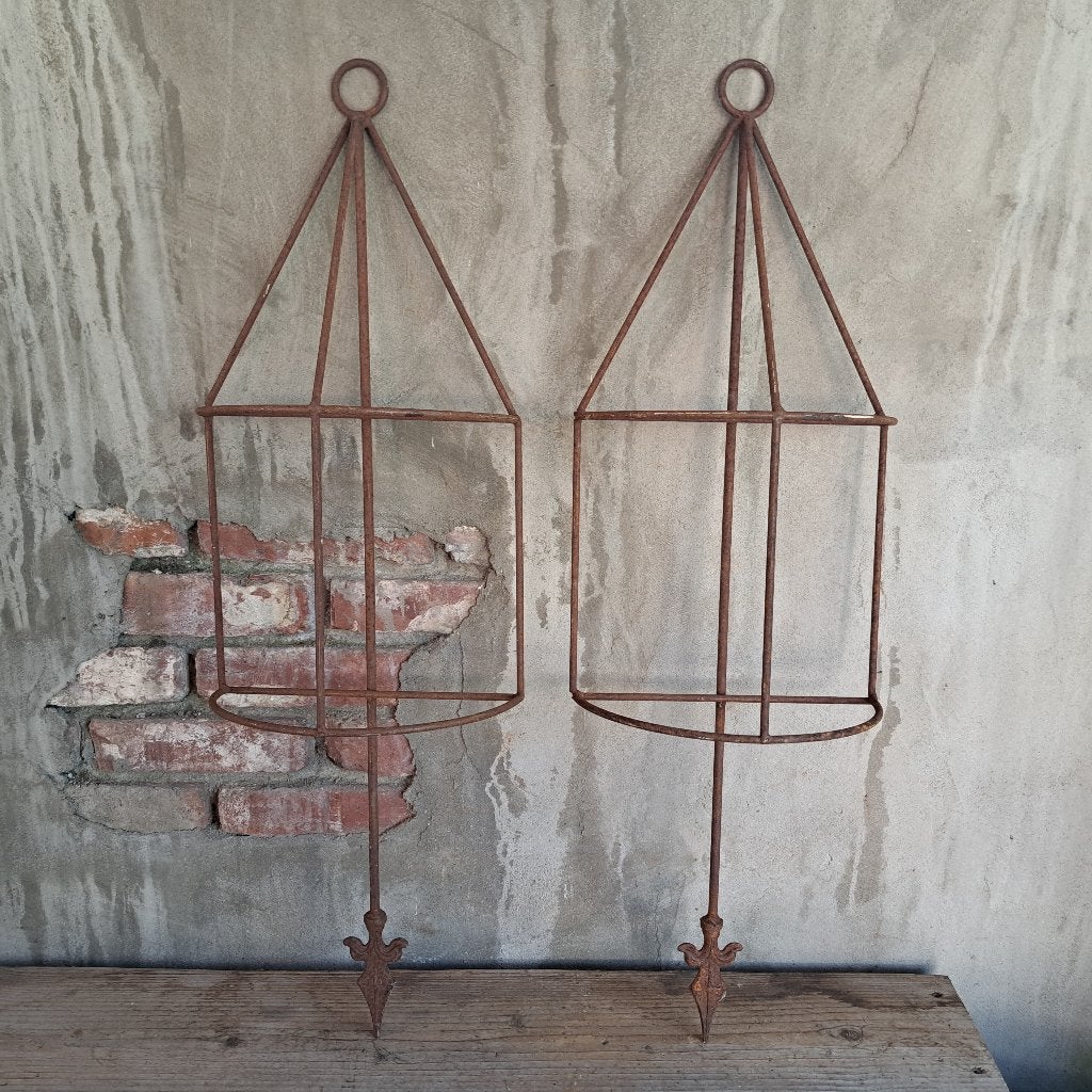 1x Metalen muurhanger decoratie Franse Lelie roest *Etage3*, Gebruikt, ., Ophalen of Verzenden, .
