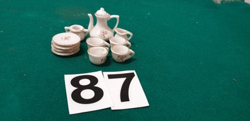 Mini servies roos, met gouden detail, Ophalen of Verzenden