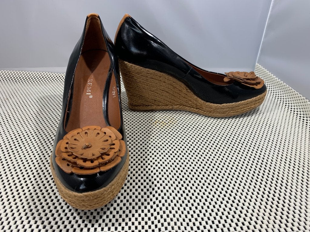 Bruno Premi, maat 40. Fleurige zwarte espadrilles, Zwart, Zo goed als nieuw, Espadrilles of Moccasins, Verzenden
