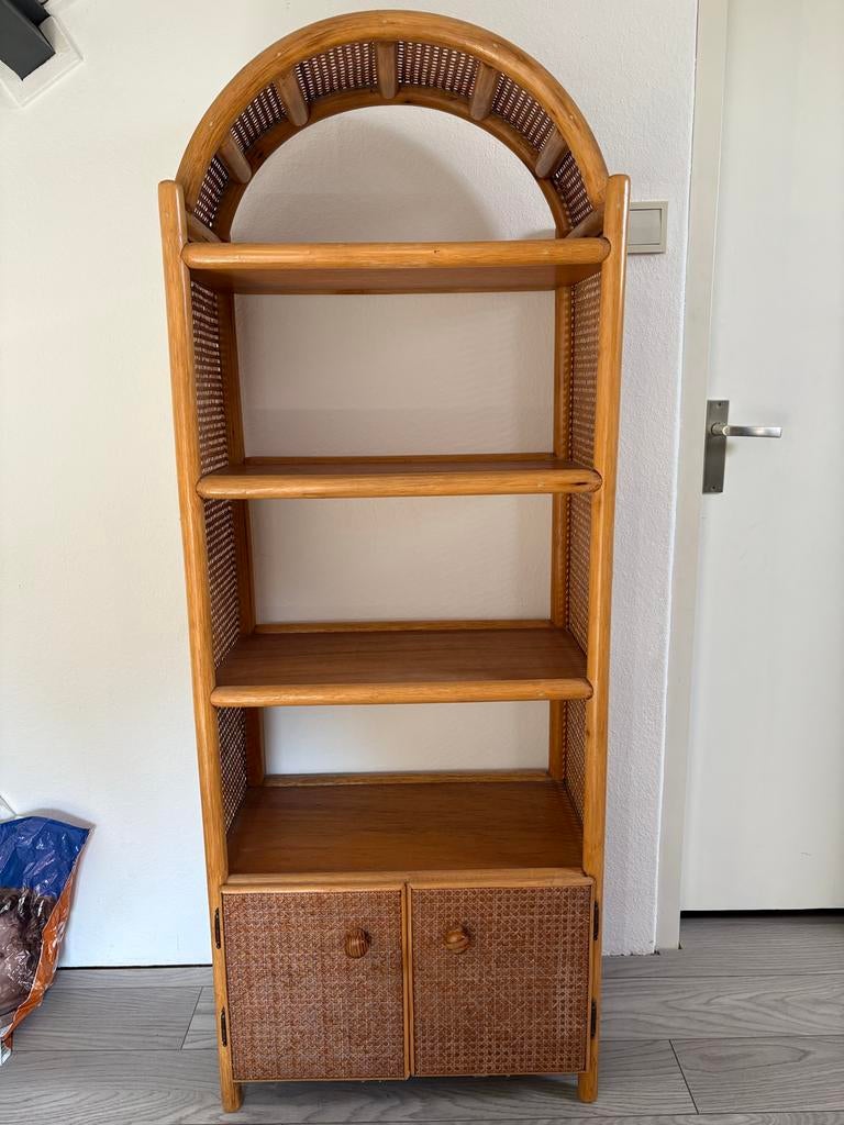 Vintage rotan webbing manou retro kast met boog, Ophalen, Zo goed als nieuw