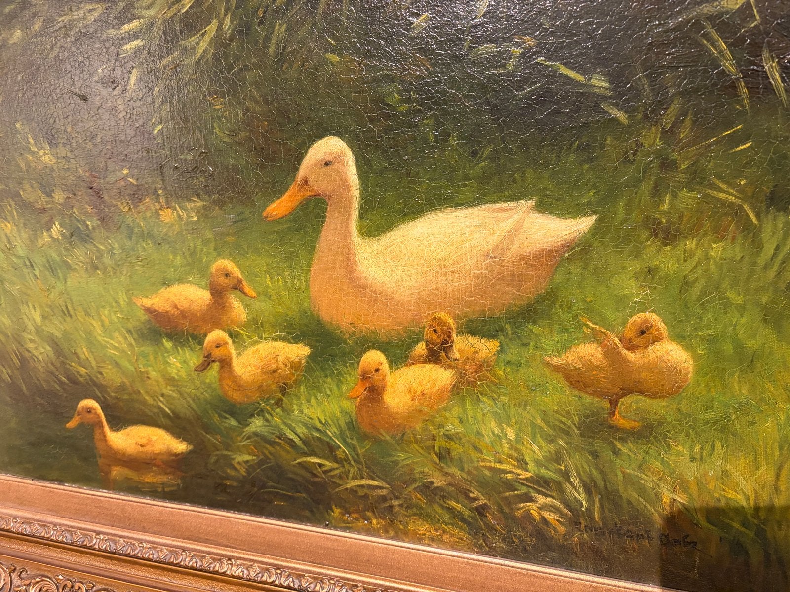 Constant Artz - Eendenfamilie aan de waterkant, Antiek en Kunst, Ophalen
