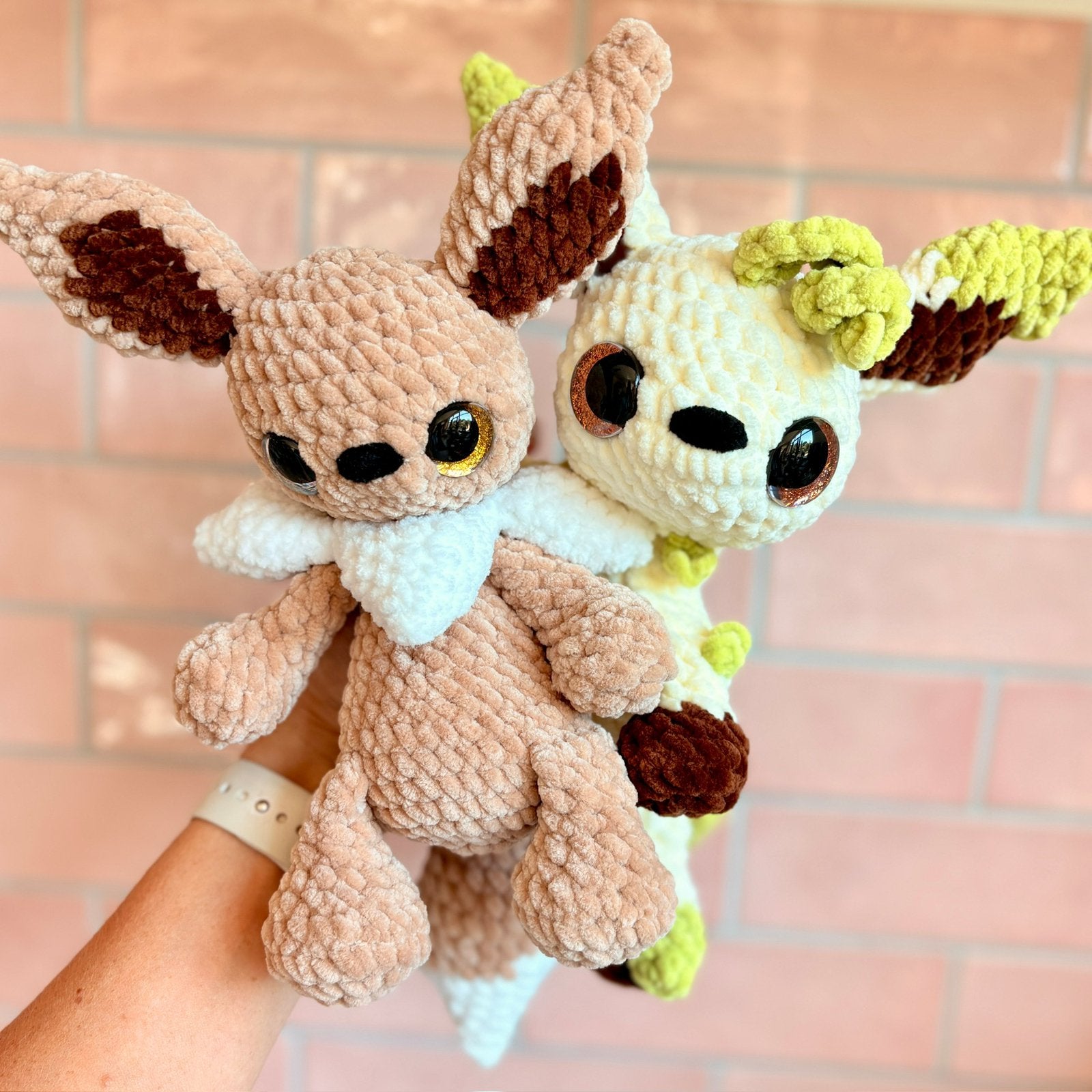 Handgemaakte Pokemon Eevee & Leafeon gehaakte knuffels, Overige merken, Overige typen, Nieuw, Ophalen of Verzenden