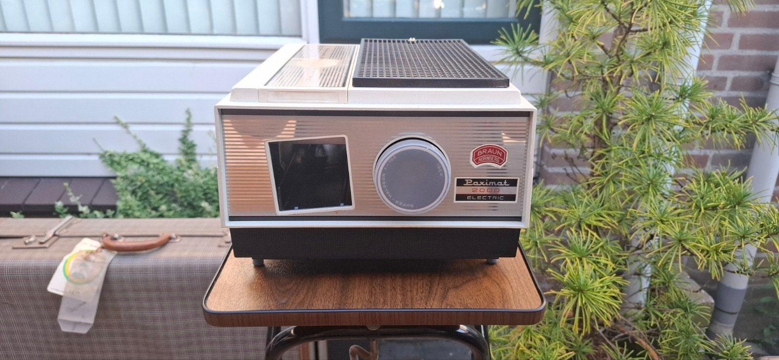 Vintage Braun Paximat 2000 Electric diaprojector, Ophalen, Gebruikt, Met scherm