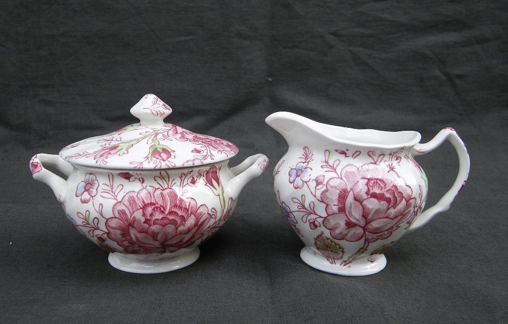 Johnson Brothers/Bros ROSE CHINTZ suikerpot & melkkannetje, Overige merken, Overige typen, Ophalen of Verzenden, Zo goed als nieuw