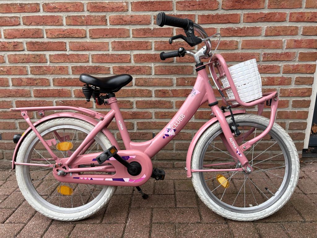 Alpina Clubb Meisjesfiets 18 inch - Roze met mandje, Ophalen, Terugtraprem, Gebruikt, Handrem
