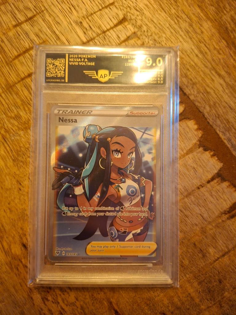 Pokémon Kaart Nessa Full Art Graded 9.0 AP Grading, Ophalen of Verzenden, Zo goed als nieuw, Losse kaart