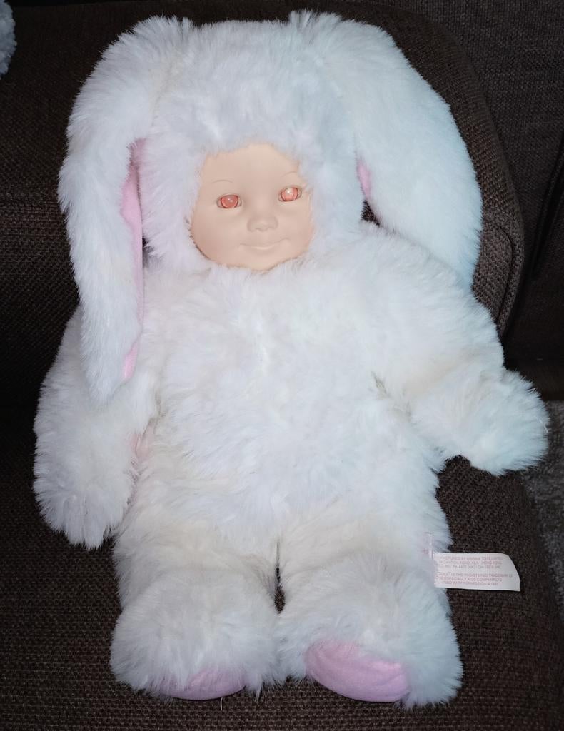 Vintage, Anne geddes pop in konijnen pak. 38 cm., Kinderen en Baby's, Speelgoed | Knuffels en Pluche, Overige typen, Ophalen of Verzenden