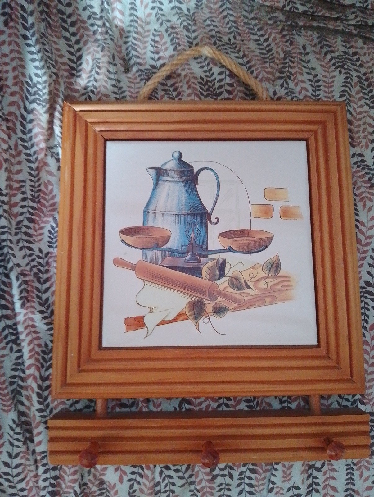 Wanddecoratie met keukenthema en haakjes, Gebruikt, Hout, Meerkleurig, Ophalen of Verzenden