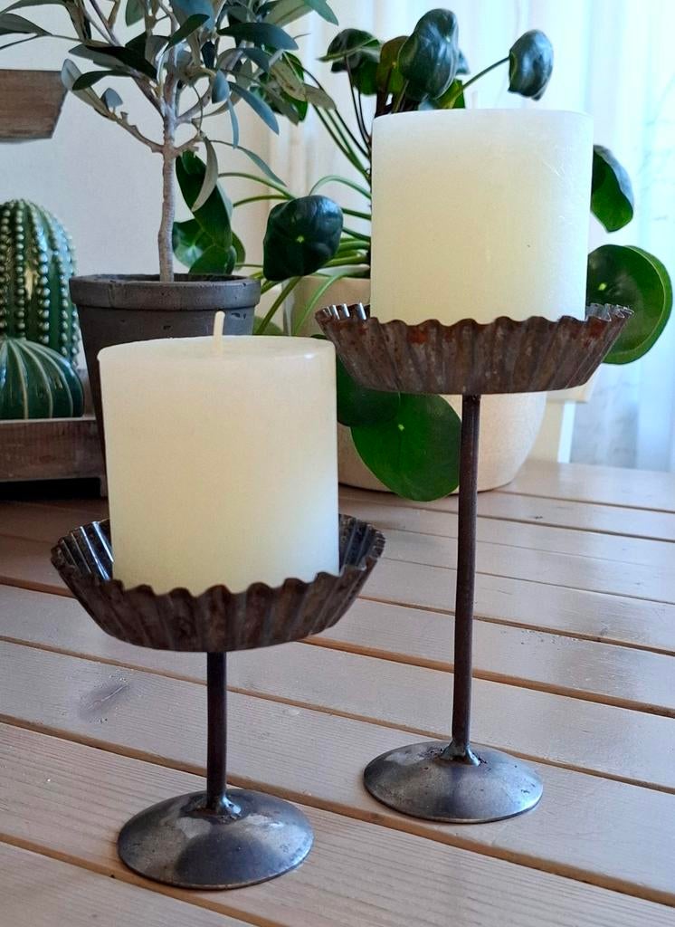 Leuke kandelaars + kaarsen, Ophalen of Verzenden, Overige materialen, Minder dan 25 cm