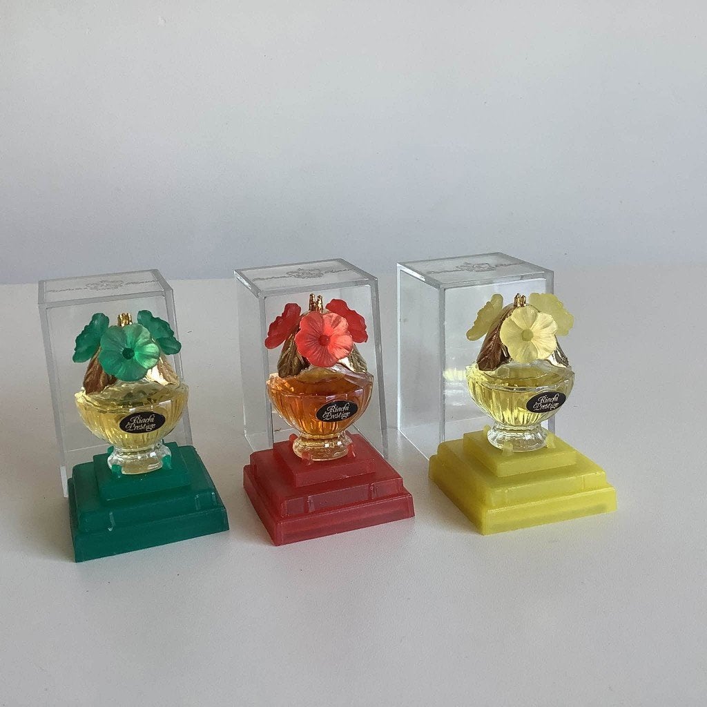 3 volle miniatuurparfumflesjes Riachi met doosje, Ophalen of Verzenden, Zo goed als nieuw, Miniatuur, Gevuld