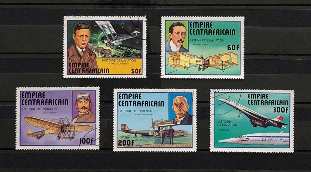 Centraal Afrikaanse Republiek 1977 Vliegtuigen, Ophalen of Verzenden, Gestempeld, Vliegtuigen