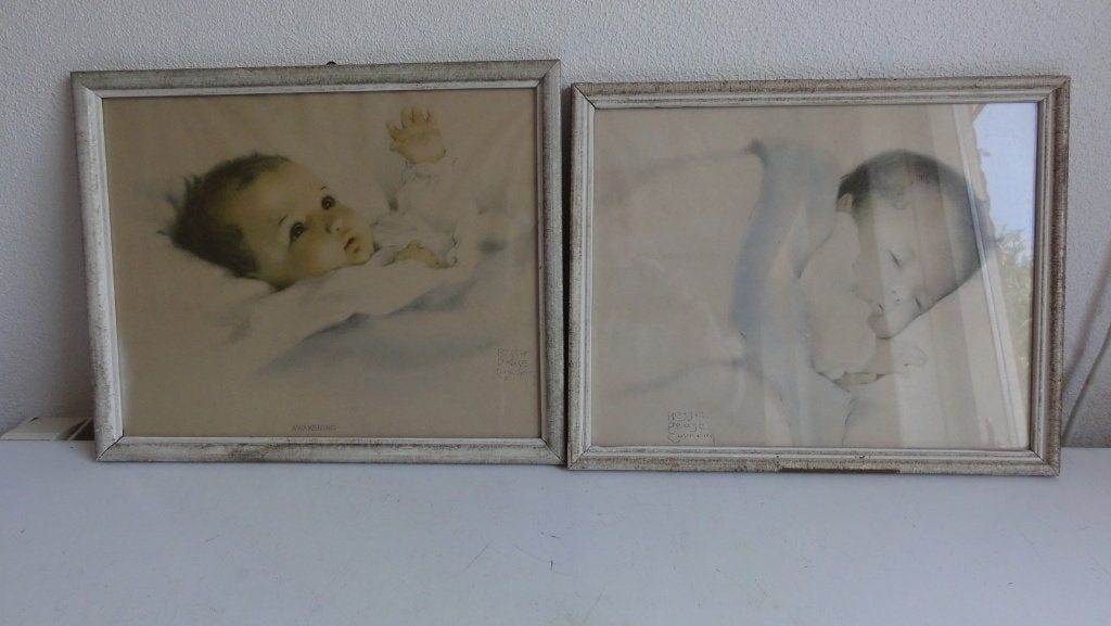 Bessie Pease Gutmann Sleeping en Awakening, vintage, Ophalen of Verzenden