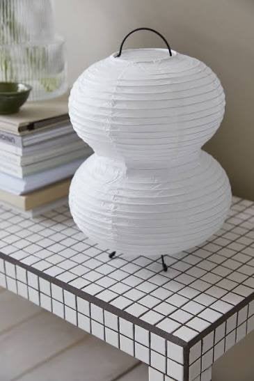 Witte rijstpapieren tafellamp, Ophalen, Wit, Metaal, Modern