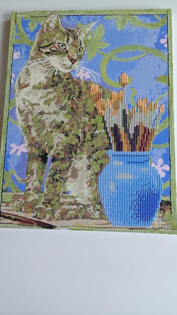 Schilderij met kat, Ophalen of Verzenden