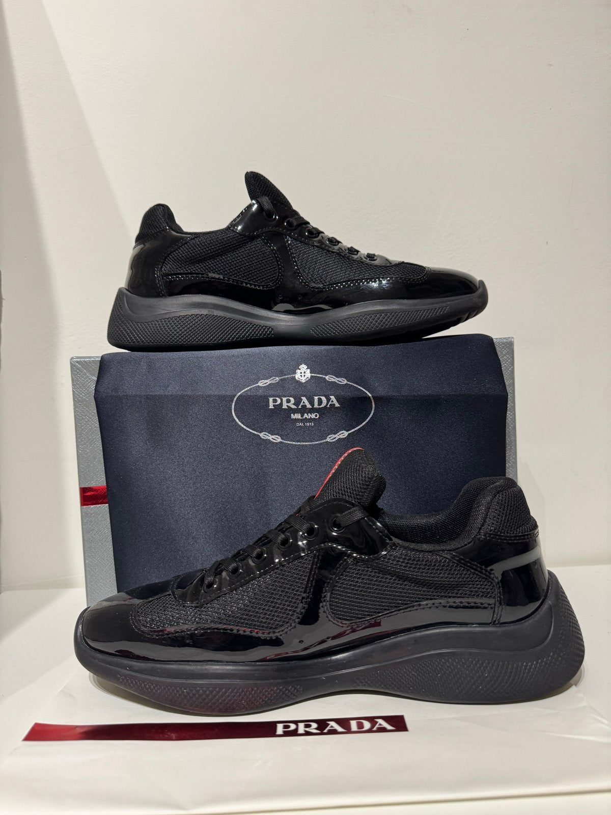 Prada America’s Cup Sneakers - Uitstekende Staat, Kleding | Heren, Schoenen, Ophalen of Verzenden, Zo goed als nieuw, Zwart, Sneakers of Gympen