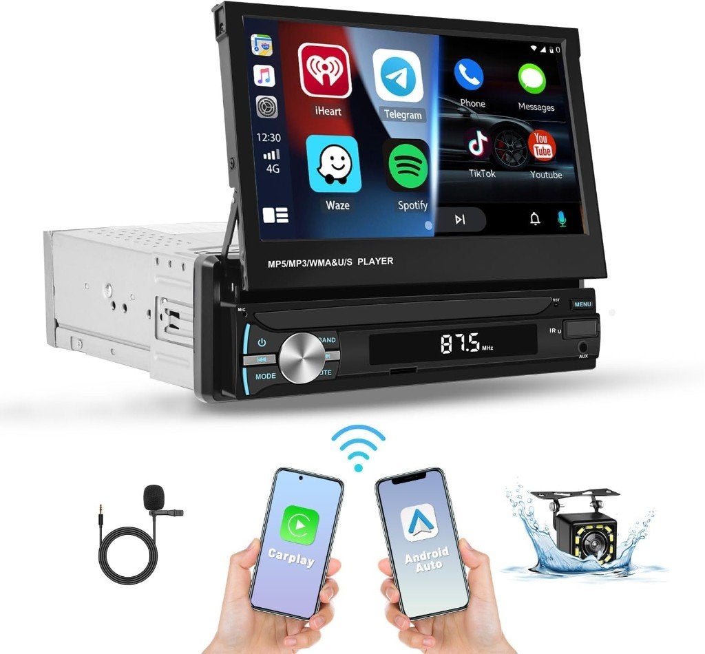 Autoradio hHkity SH3AM5HI 1 Din Apple CarPlay Android 7 Inch, Auto diversen, Autoradio, Nieuw, Ophalen of Verzenden, Gmail