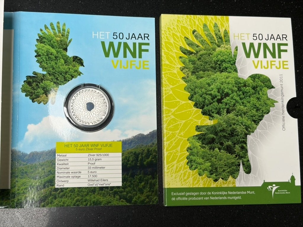 50 jaar wnf vijfje, Zilver, Overige landen, Ophalen of Verzenden, 5 euro