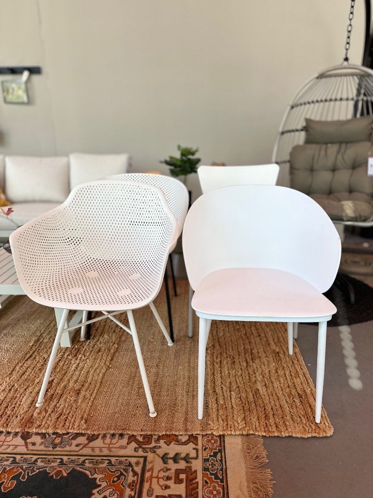 mix van 4 tuinstoelen - set witte tuinstoelen - 4xtuinstoel, Ophalen, Kunststof, Wit, Nieuw