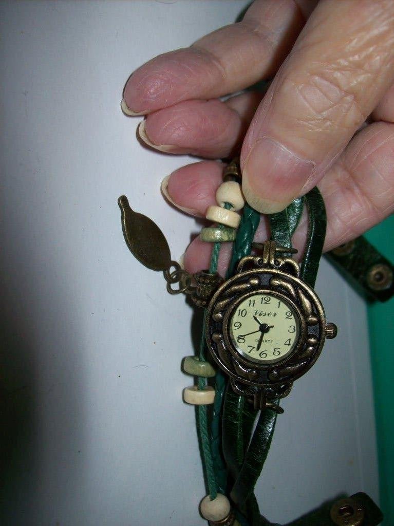 Horloge Groen Goudtinten Steen Bedel drukker sluiting, Sieraden, Tassen en Uiterlijk, Overige Accessoires, Verzenden, Nieuw