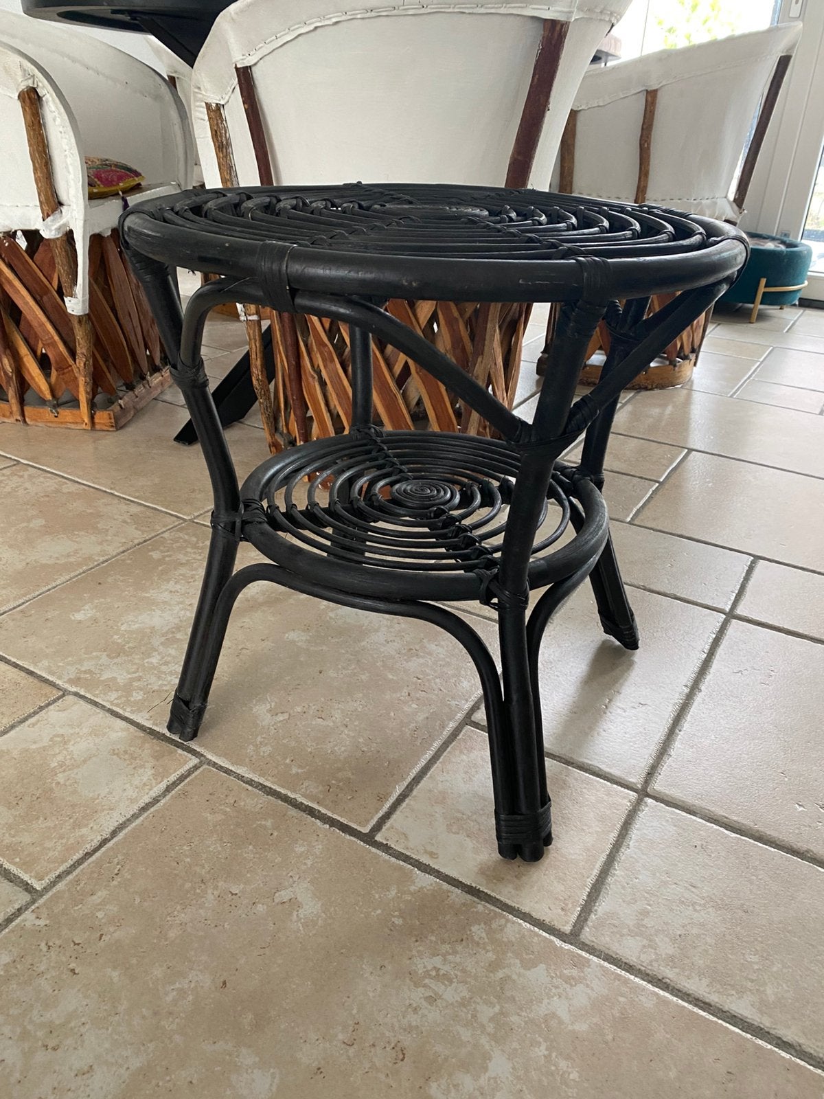 Bijzettafel/tafeltje/plantentafel,rotan,zwart, Mica, nw, Ophalen