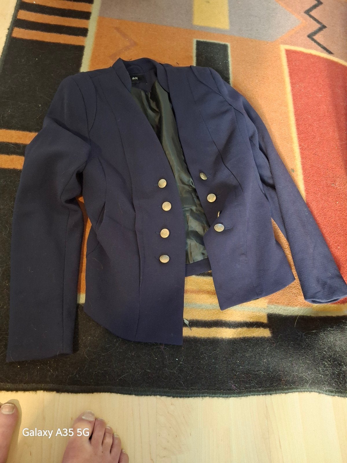 Donkerblauw Jasje met Gouden Knopen - H&M, Ophalen, H&M, Blauw, Zo goed als nieuw