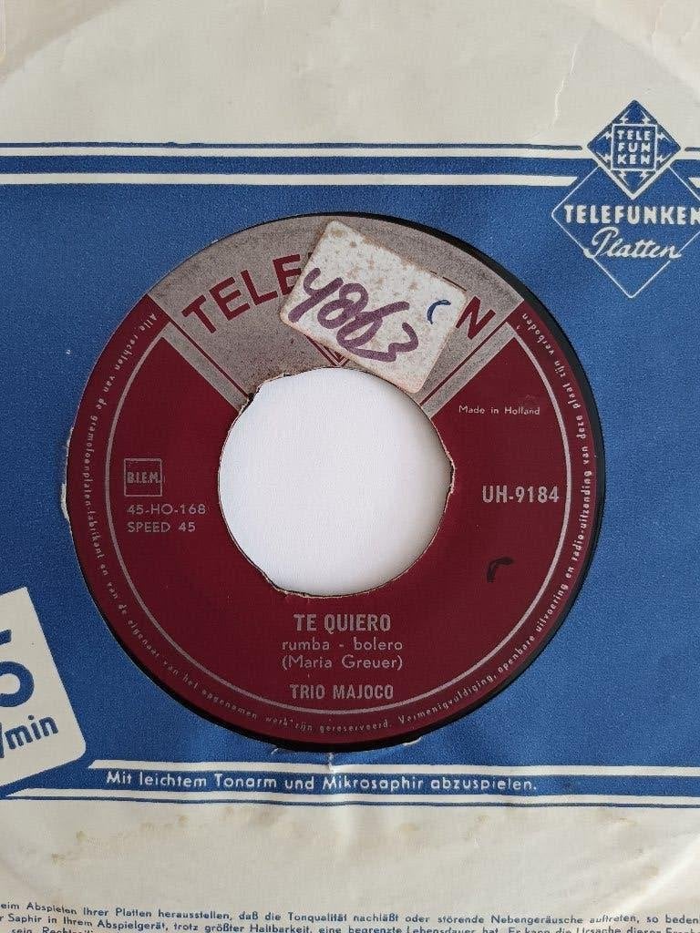 Trio Majoco - Te Quiero  (Telefunken UH 9184), 7 inch, Single, Ophalen of Verzenden, Zo goed als nieuw