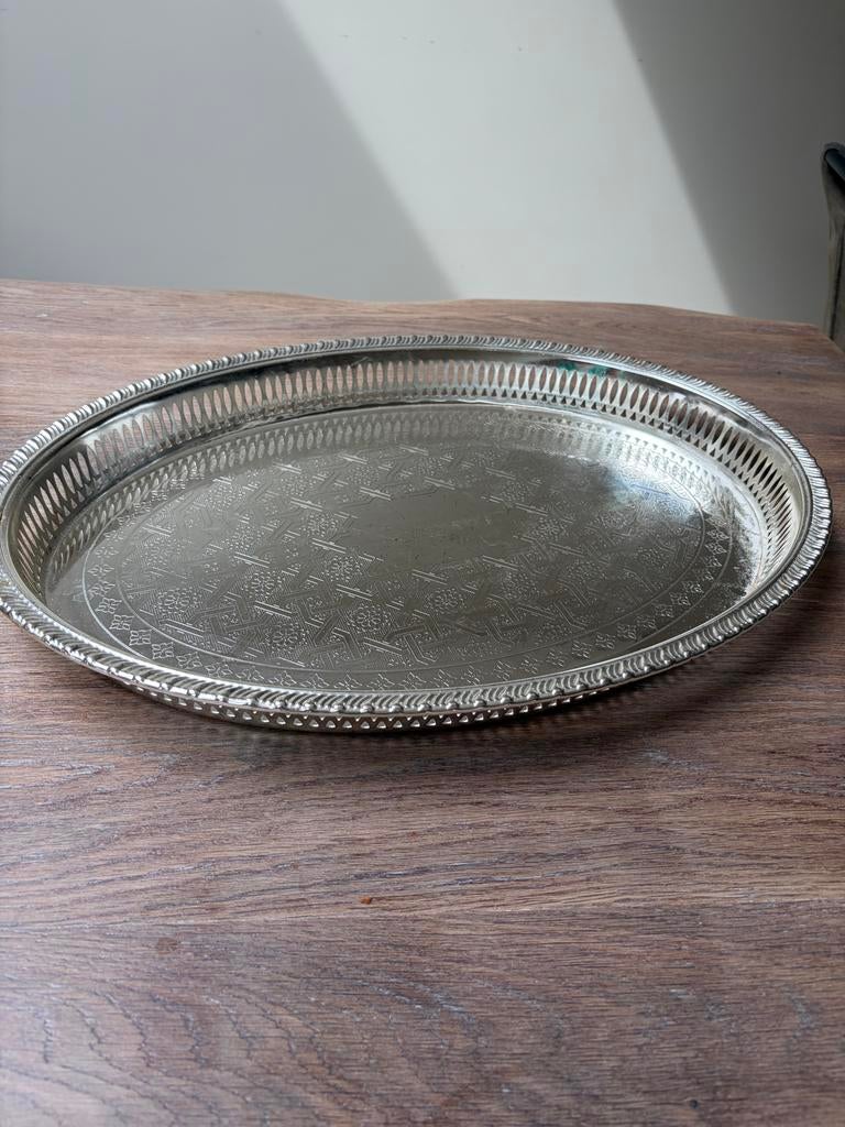 Marokkaans verzilverd dienblad, Fes 53 inch, Ophalen, Zilver